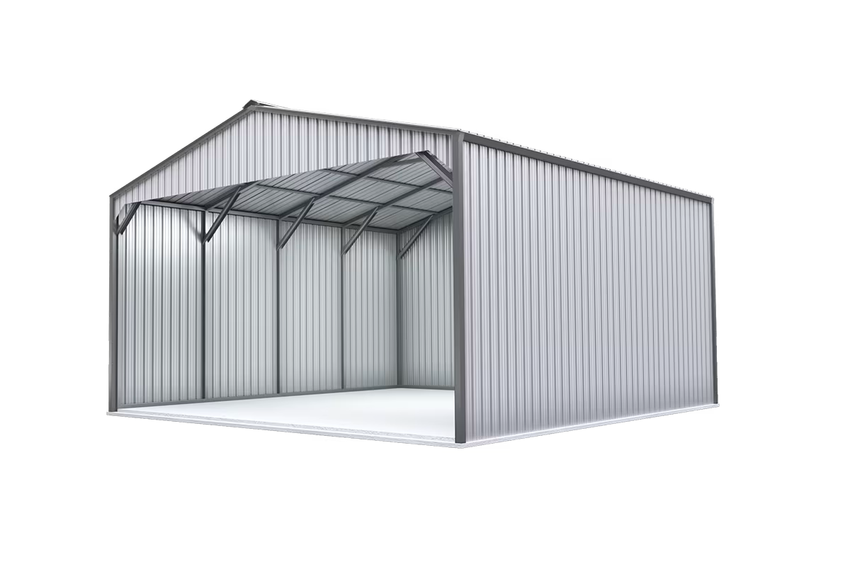Texwin steel cover with an open-sided frame and a white roof