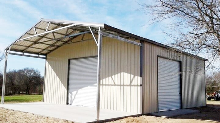 Texwin Steel Barn with 10' Covered Front Porch, 30W x 40L x 12H